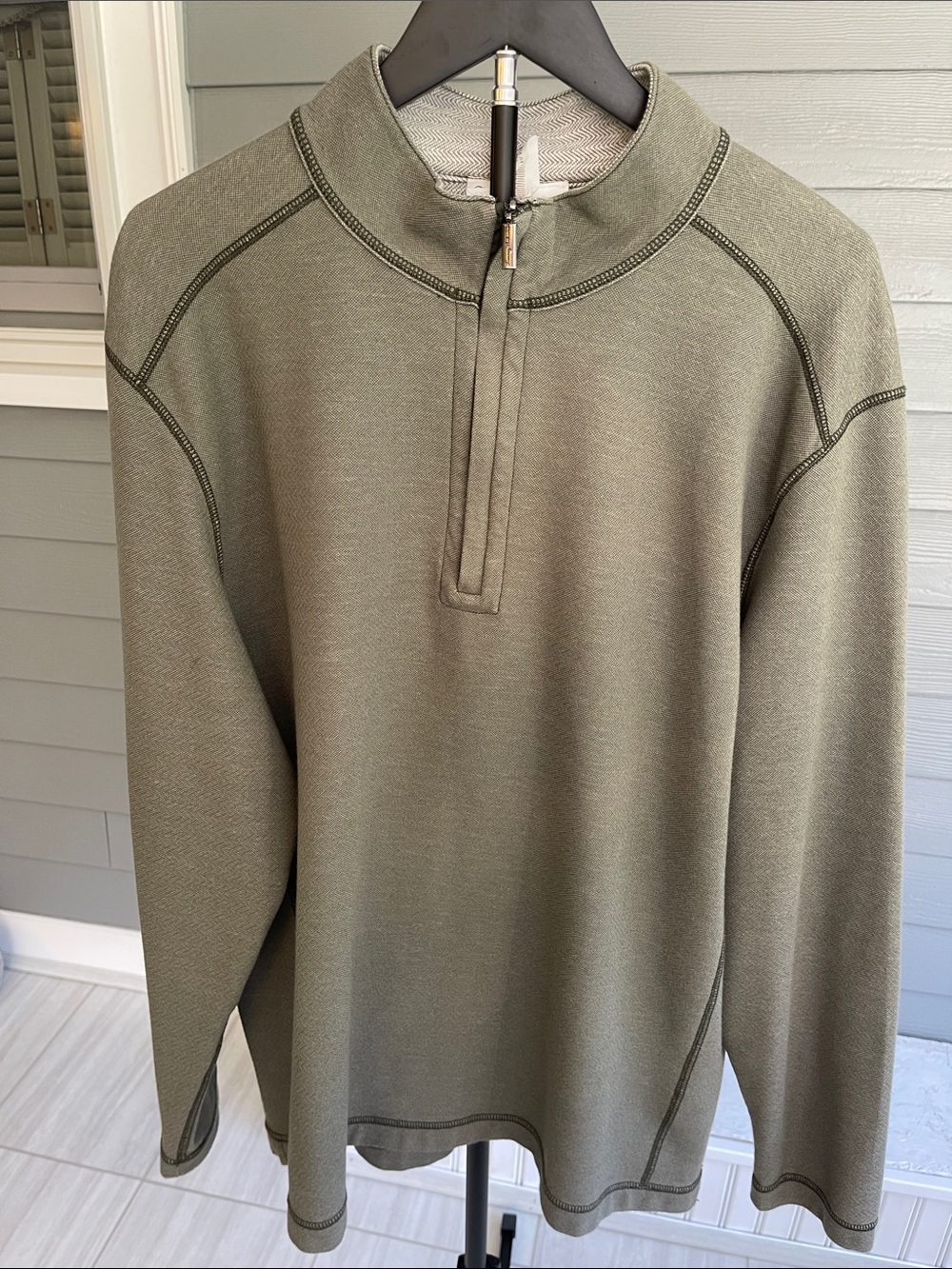 Tommy Bahama Olive Half-Zip Pullover Sweater Size XL